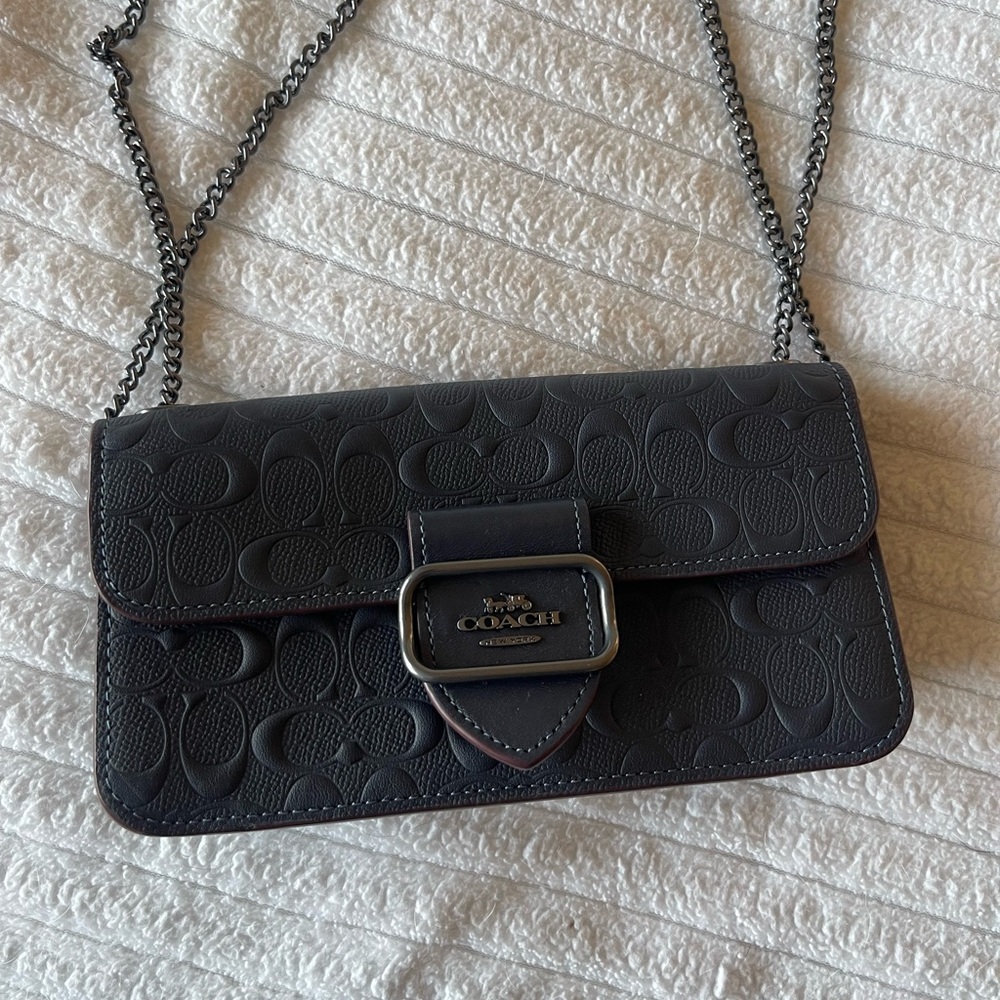 COACH Navy Leather and Brown Suede Crossbody